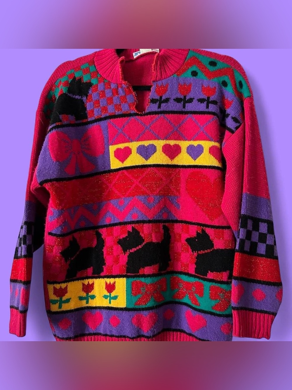 Rose vintage Scottie sweater